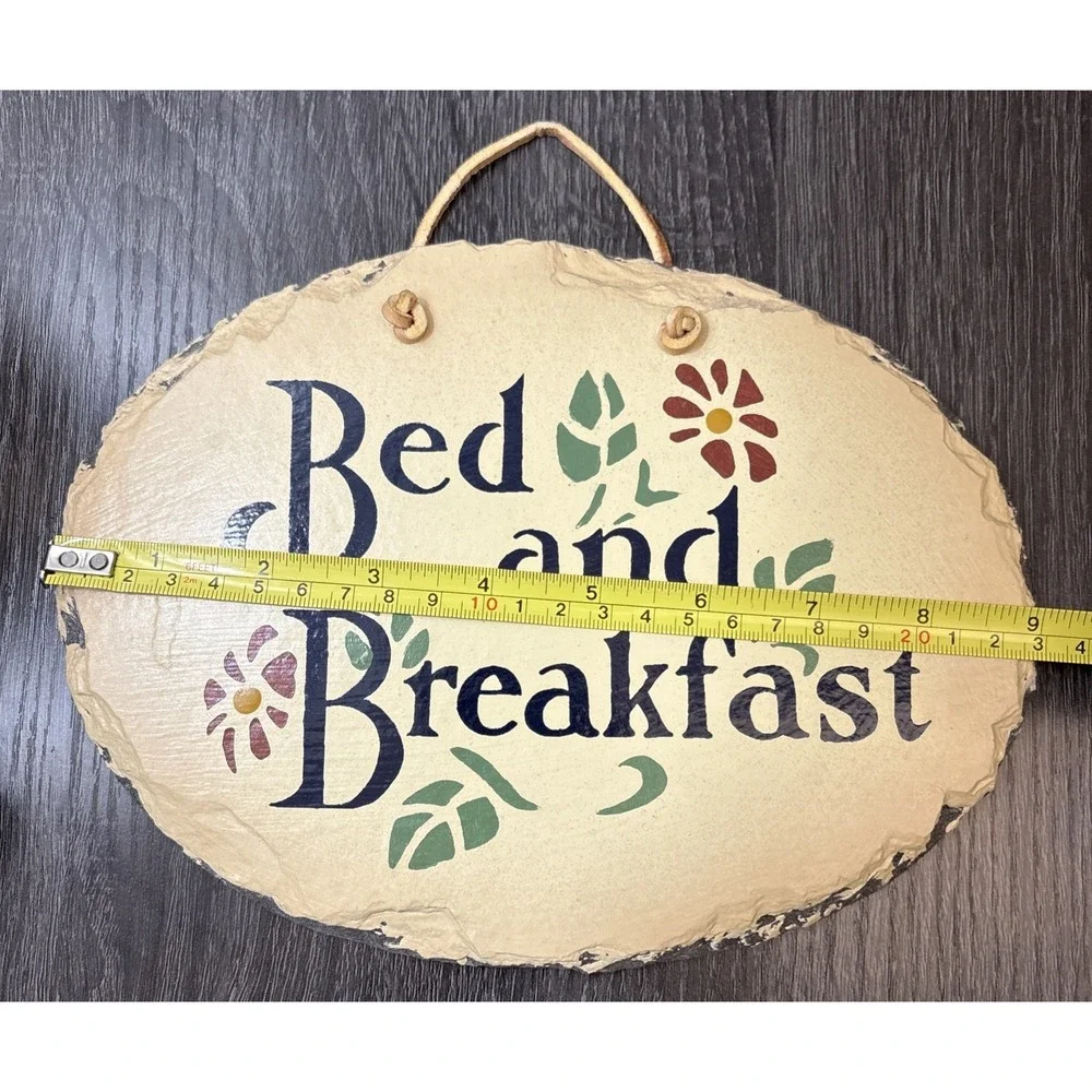 VTG Rustic BED & BREAKFAST Handcrafted Slate Stenciled Plaque by PLAIN JANE 9x7